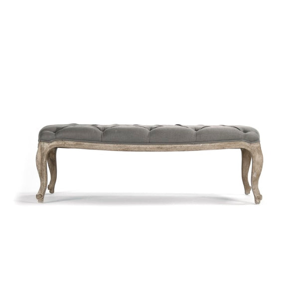 Zentique Maison Tufted Ottoman — Linen Upholstered Oak Frame Bench, Low-Profile Seating, Versatile Accent (96 chars) CF064-6 E272 A048