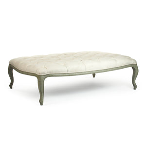 Maison Tufted Ottoman Faux Olive Green Birch, Off-White Cotton CF064 432 C020 Zentique