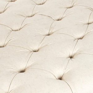 Maison Tufted Ottoman Faux Olive Green Birch, Off-White Cotton CF064 432 C020 Zentique