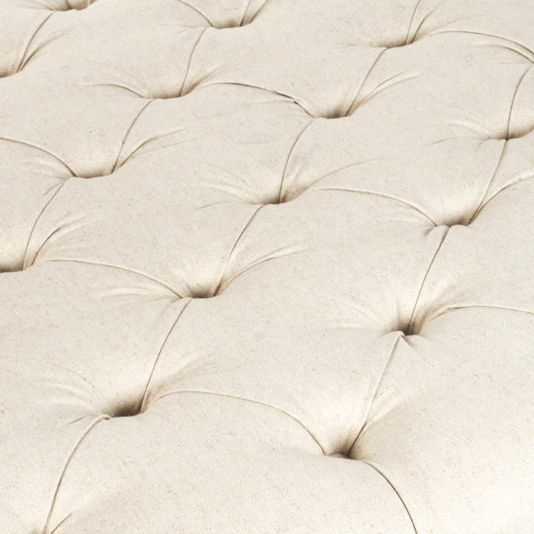 Maison Tufted Ottoman Faux Olive Green Birch, Off-White Cotton CF064 432 C020 Zentique