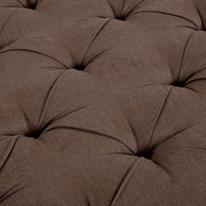 Zentique Maison Tufted Ottoman with Oak Frame and Linen Upholstery — Versatile Seating, Footrest & Table Alternative Limed Grey Oak, Aubergine Linen CF064 E272 A008