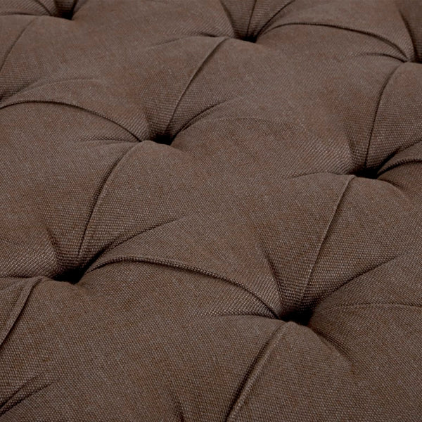 Zentique Maison Tufted Ottoman with Oak Frame and Linen Upholstery — Versatile Seating, Footrest & Table Alternative Limed Grey Oak, Aubergine Linen CF064 E272 A008