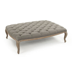 Zentique Maison Rectangular Ottoman with Oak Frame & Linen Upholstery — Multifunctional Bench, Sleek 58"W CF064 E272 A048