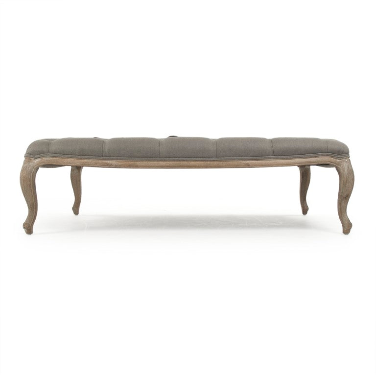 Zentique Maison Rectangular Ottoman with Oak Frame & Linen Upholstery — Multifunctional Bench, Sleek 58"W CF064 E272 A048