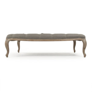 Zentique Maison Rectangular Ottoman with Oak Frame & Linen Upholstery — Multifunctional Bench, Sleek 58"W CF064 E272 A048