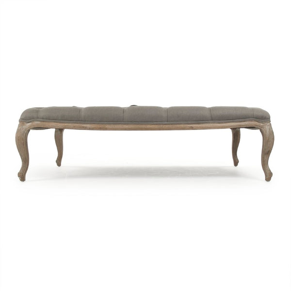 Zentique Maison Rectangular Ottoman with Oak Frame & Linen Upholstery — Multifunctional Bench, Sleek 58"W CF064 E272 A048