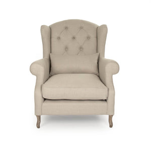 Zentique Hampton chair with solid oak frame and breathable linen upholstery — coastal comfort, durable support (97) Limed Grey Oak, Natural Linen CF071-A-Z E272 A003