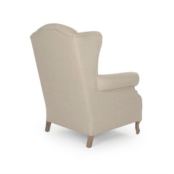 Zentique Hampton chair with solid oak frame and breathable linen upholstery — coastal comfort, durable support (97) Limed Grey Oak, Natural Linen CF071-A-Z E272 A003