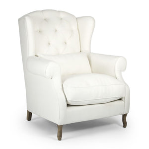 Zentique Hampton chair with solid oak frame and breathable linen upholstery — coastal comfort, durable support (97) Natural Oak, Off-White Linen CF071-A-Z E255 A026