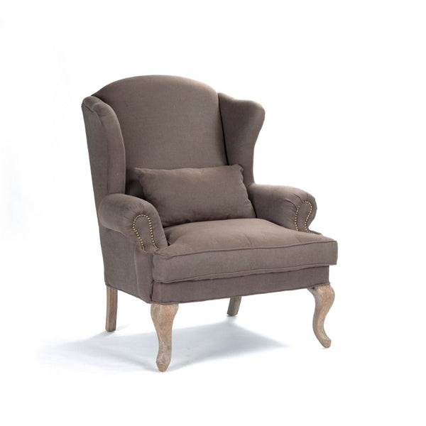 Zentique Zacharie Club Chair with Solid Oak Frame and Breathable Linen Upholstery for Timeless, Cozy Seating 94 chars Limed Grey Oak, Aubergine Linen CF075 E272 A008