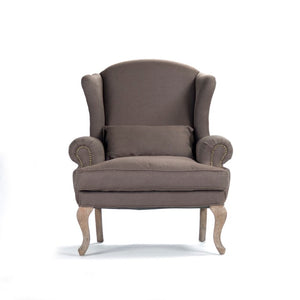Zentique Zacharie Club Chair with Solid Oak Frame and Breathable Linen Upholstery for Timeless, Cozy Seating 94 chars Limed Grey Oak, Aubergine Linen CF075 E272 A008