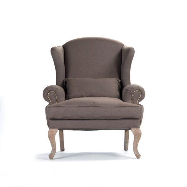 Zentique Zacharie Club Chair with Solid Oak Frame and Breathable Linen Upholstery for Timeless, Cozy Seating 94 chars Limed Grey Oak, Aubergine Linen CF075 E272 A008