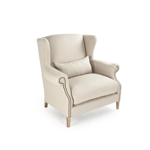 Napoleon Half Wingback Chair Limed Grey Oak, Natural Linen CF076 E272 A003 Zentique