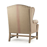 Fabien Club Chair Reclaimed Oak, English Khaki Linen with Red Stripe CF090 E255-3 A034 Red Stripe Zentique