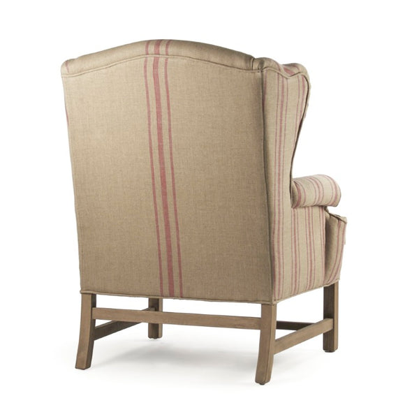 Zentique Fabien Oak Frame Club Chair with Neutral Linen Upholstery — Timeless Comfort for Living Rooms CF090 E255-3 A034 Red Stripe