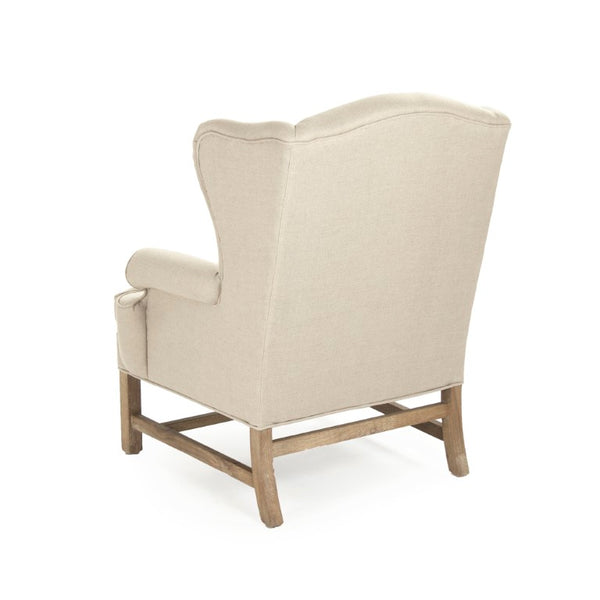 Zentique Fabien Solid Oak Wingback Chair in Natural Linen — Timeless Statement Seating for Living & Reading Nooks CF090 E272 A003