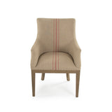 Liberte Deconstructed Arm Chair Dry Finished Birch, Khaki Linen with Red Pinstripe, Burlap CF139 513 A034 Red Stripe Zentique