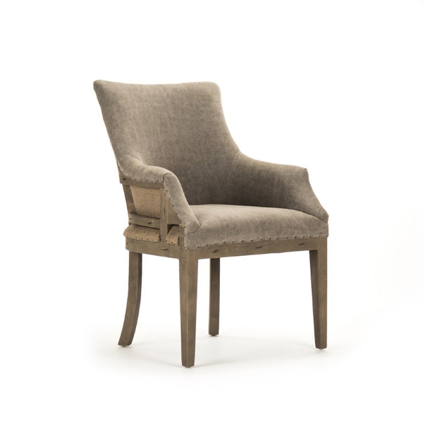Zentique Liberte Deconstructed Arm Chair — Birch Frame Linen & Burlap Accent Seat with Exposed Seams, Cozy Modern Rustic Design (97 characters) CF139 513 C064/AID010