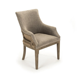 Zentique Liberte Deconstructed Arm Chair — Birch Frame Linen & Burlap Accent Seat with Exposed Seams, Cozy Modern Rustic Design (97 characters) CF139 513 C064/AID010