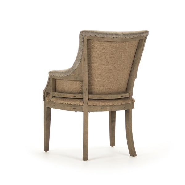 Zentique Liberte Deconstructed Arm Chair — Birch Frame Linen & Burlap Accent Seat with Exposed Seams, Cozy Modern Rustic Design (97 characters) CF139 513 C064/AID010