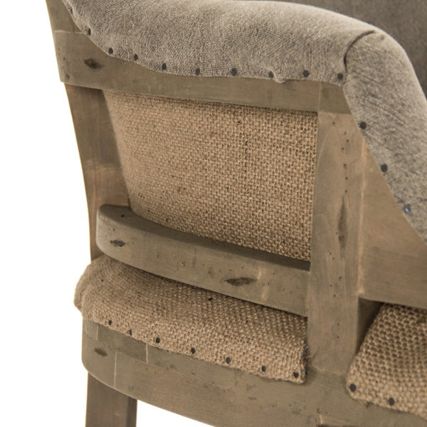 Zentique Liberte Deconstructed Arm Chair — Birch Frame Linen & Burlap Accent Seat with Exposed Seams, Cozy Modern Rustic Design (97 characters) CF139 513 C064/AID010