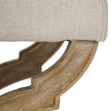 Crescenzo Single Bench Limed Grey Oak, Natural Linen CF162 E272 A003 Zentique