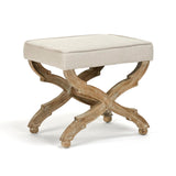 Crescenzo Single Bench Limed Grey Oak, Natural Linen CF162 E272 A003 Zentique