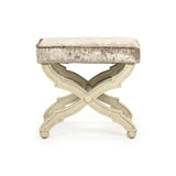 Crescenzo Single Bench Antique Ivory Birch, Crushed Champagne Velvet CF162 309 A Zentique