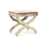 Crescenzo Single Bench Antique Ivory Birch, Crushed Champagne Velvet CF162 309 A Zentique