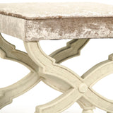 Crescenzo Single Bench Antique Ivory Birch, Crushed Champagne Velvet CF162 309 A Zentique