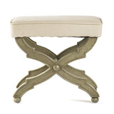 Crescenzo Single Bench Faux Olive Green Birch, Hemp Linen CF162 432 H013 Zentique