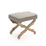 Crescenzo Single Bench Limed Grey Oak, Grey Linen CF162 E272 A048 Zentique