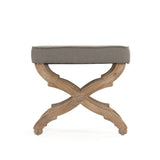 Crescenzo Single Bench Limed Grey Oak, Grey Linen CF162 E272 A048 Zentique