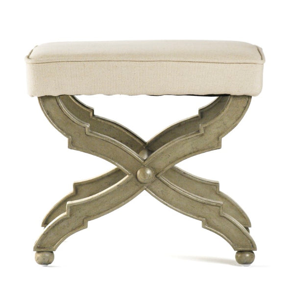 Zentique Crescenzo Birch Bench with Neutral Linen Upholstery — Minimalist Scandinavian Design, Durable Seating W20 x H18 x D16 CF162 432 H013