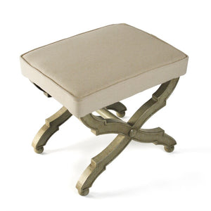 Zentique Crescenzo Birch Bench with Neutral Linen Upholstery — Minimalist Scandinavian Design, Durable Seating W20 x H18 x D16 CF162 432 H013