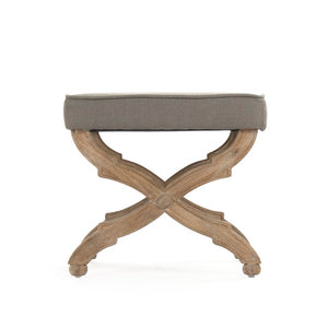 Zentique Crescenzo Solid Oak Bench with Linen Upholstery — Compact, Cushioned Seating for Entryway or Bedroom (96) CF162 E272 A048