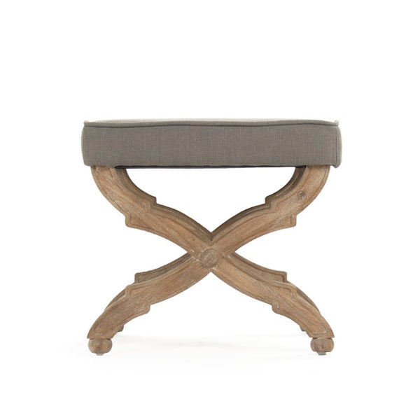 Zentique Crescenzo Solid Oak Bench with Linen Upholstery — Compact, Cushioned Seating for Entryway or Bedroom (96) CF162 E272 A048