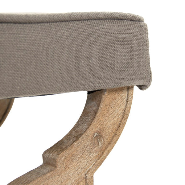 Zentique Crescenzo Solid Oak Bench with Linen Upholstery — Compact, Cushioned Seating for Entryway or Bedroom (96) CF162 E272 A048