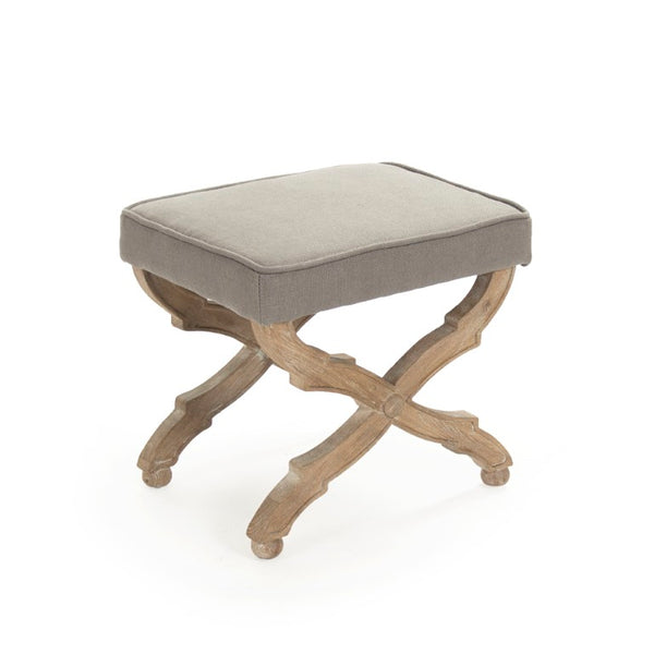Zentique Crescenzo Solid Oak Bench with Linen Upholstery — Compact, Cushioned Seating for Entryway or Bedroom (96) CF162 E272 A048