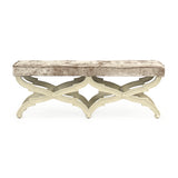 Crescenzo Bench Antique Ivory Birch, Crushed Champagne Velvet CF163 309 A Zentique