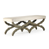 Crescenzo Bench Faux Olive Green Birch, Hemp Linen CF163 432 H013 Zentique