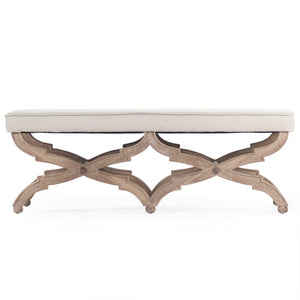 Crescenzo Bench Limed Grey Oak, Natural Linen CF163 E272 A003 Zentique