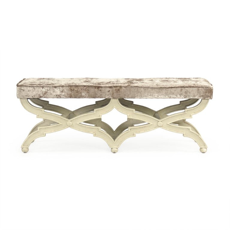 Zentique Crescenzo Velvet Bench with Solid Birch Frame — Compact Elegant Seating for Entryway, Bedroom, Living Room W51 x H18 x D16 CF163 309 A