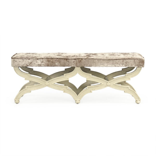 Zentique Crescenzo Velvet Bench with Solid Birch Frame — Compact Elegant Seating for Entryway, Bedroom, Living Room W51 x H18 x D16 CF163 309 A