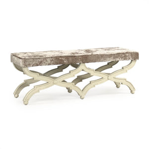 Zentique Crescenzo Velvet Bench with Solid Birch Frame — Compact Elegant Seating for Entryway, Bedroom, Living Room W51 x H18 x D16 CF163 309 A