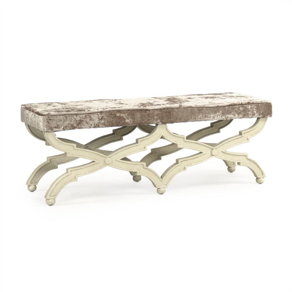 Zentique Crescenzo Velvet Bench with Solid Birch Frame — Compact Elegant Seating for Entryway, Bedroom, Living Room W51 x H18 x D16 CF163 309 A