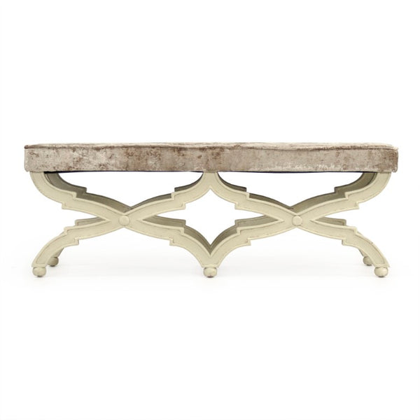 Zentique Crescenzo Velvet Bench with Solid Birch Frame — Compact Elegant Seating for Entryway, Bedroom, Living Room W51 x H18 x D16 CF163 309 A
