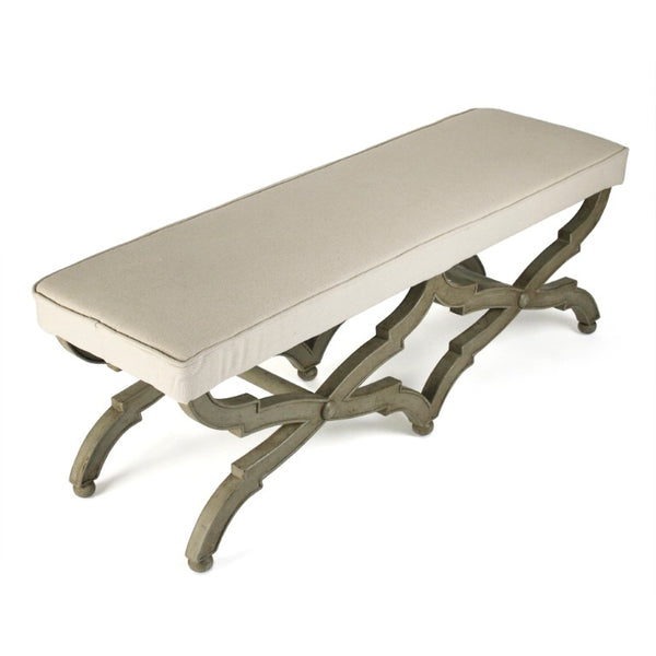 Zentique Crescenzo Birch Bench with Neutral Linen Upholstery — Minimalist Scandinavian Design, Durable Seating W51 x H18 x D16 CF163 432 H013