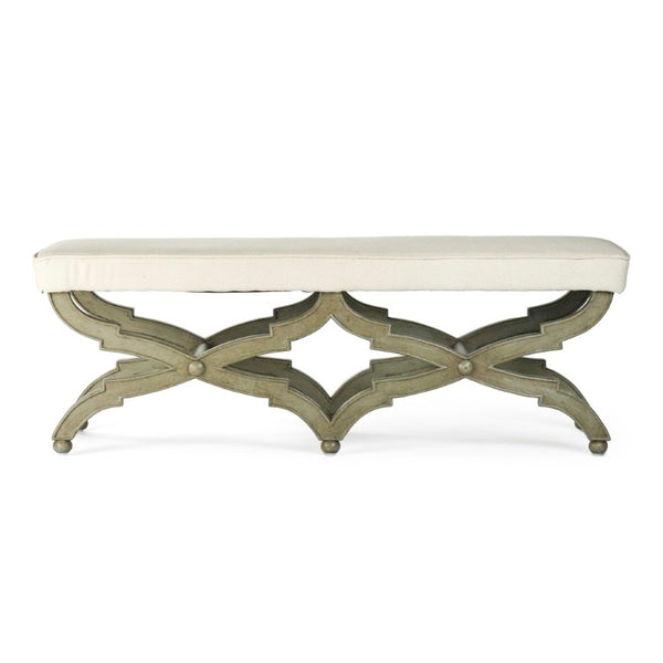 Zentique Crescenzo Birch Bench with Neutral Linen Upholstery — Minimalist Scandinavian Design, Durable Seating W51 x H18 x D16 CF163 432 H013