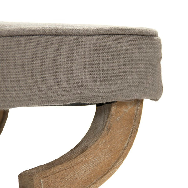Zentique Crescenzo Bench with Solid Oak Frame and Cushioned Linen Upholstery for Entryway, Bedroom Seating Limed Grey Oak, Grey Linen CF163 E272 A048